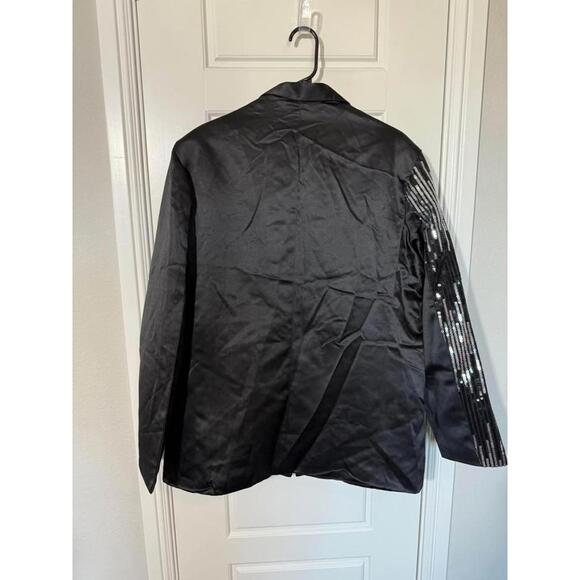 CloudStyle Suits for Men Size XL Sequins Black and Sliver 2 Pieces M60 - Picture 2 of 3